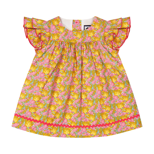 Maeve Ruffle Sleeve Baby Dress Tropical Garden