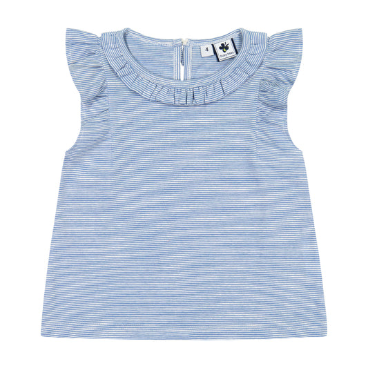 Colette Ruffle Top Sky Stripe