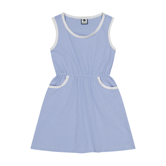 Ruby Pocket Dress Cornflower Blue  Mini Stripe