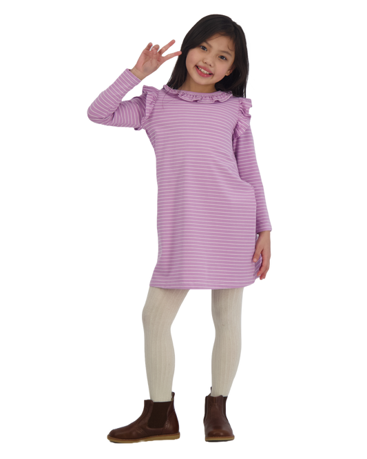 Luna Girls Ruffle Dress Lavender Stripe