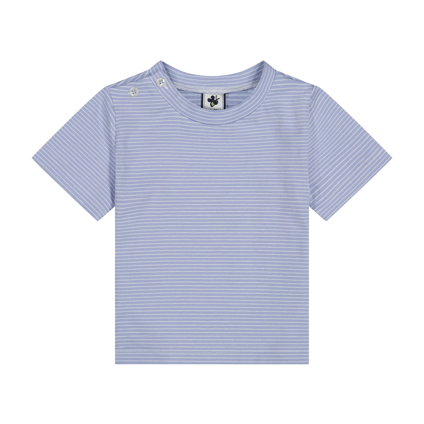 Henry Button Tee Cornflower Blue Mini Stripe