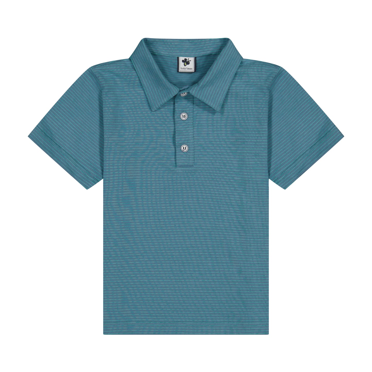 Boys Short Sleeve Polo Blue Green Mini Stripe