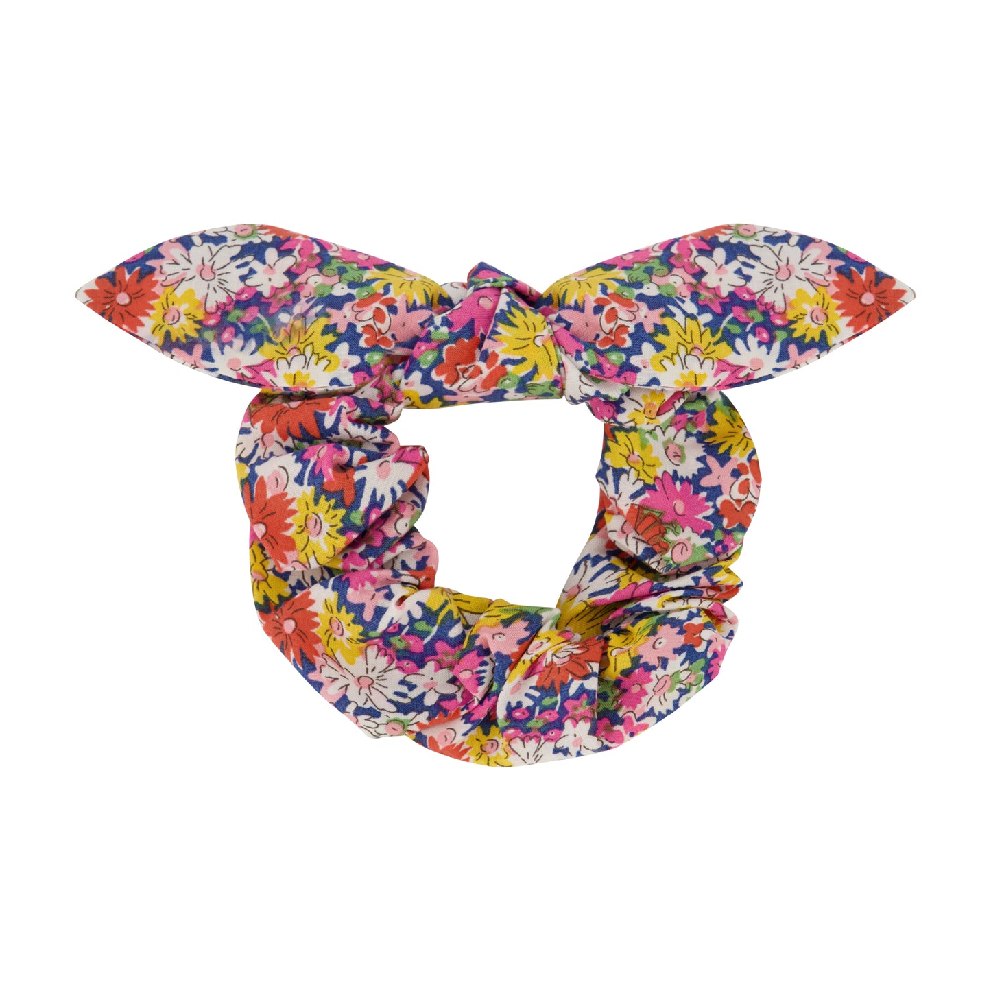 Preppy Scrunchy Pink Navy Daisy