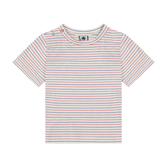 Henry Button Tee Red White Blue Stripe