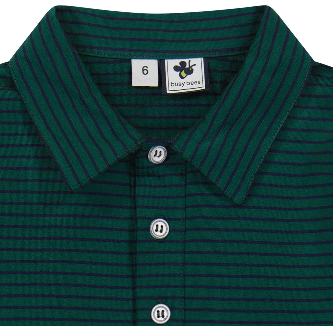Boys Long Sleeve Polo Forest Navy Stripe