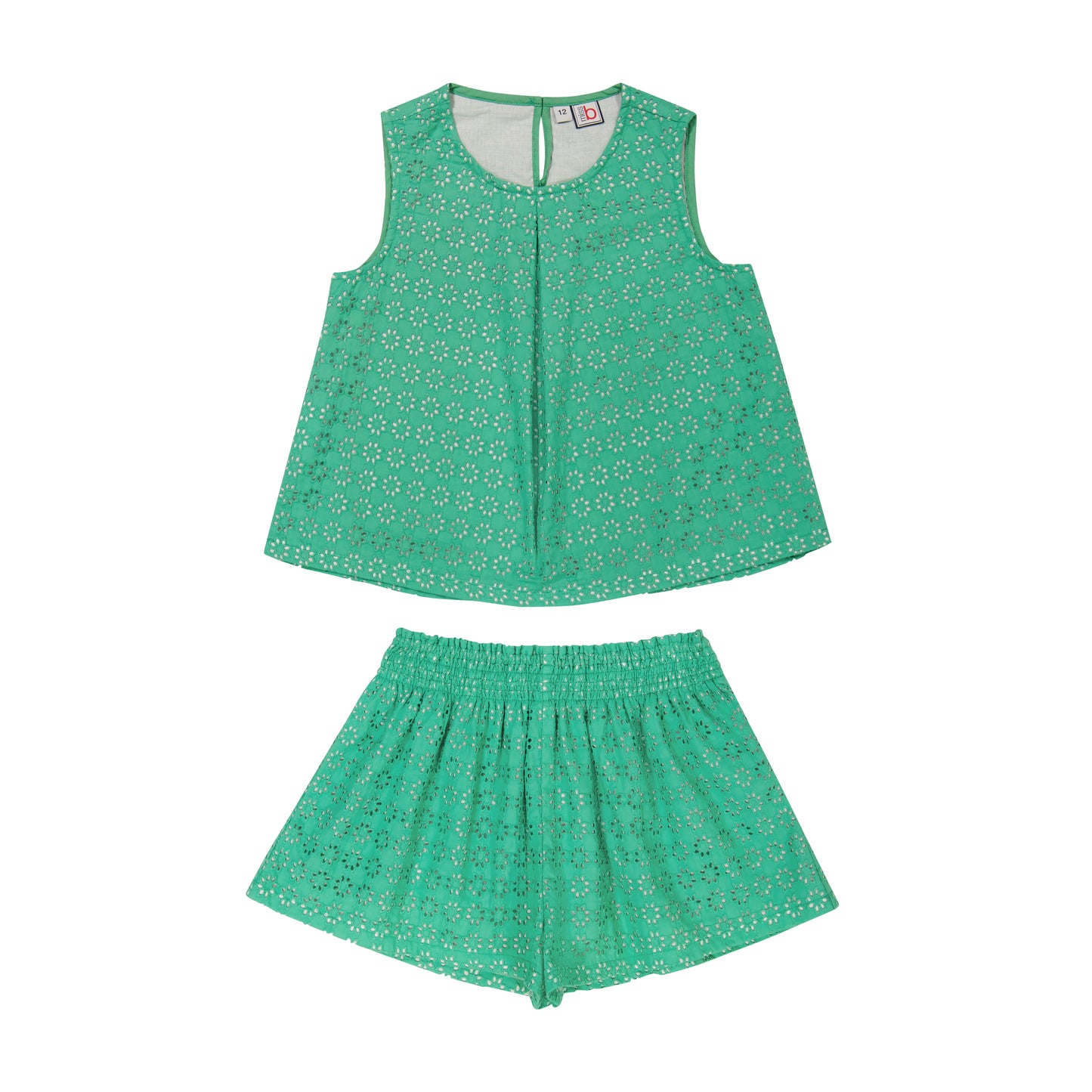 Frida Top and Short Set Green Eyelet