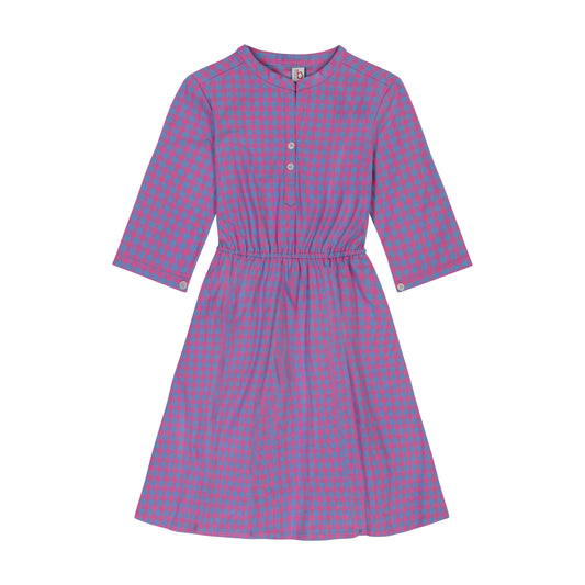 Gabriela Circle Skirt Dress Pink Turquoise Check