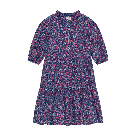 Heather Popover Dress Pink Navy Floral