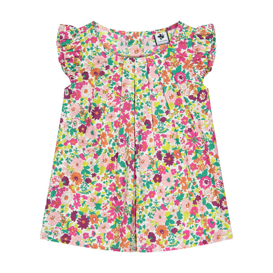 Dede Flutter Sleeve Top Fuchsia Floral