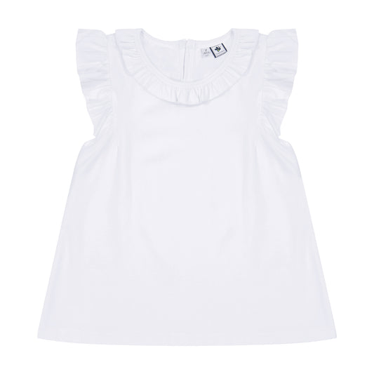 Colette Ruffle Top White Knit
