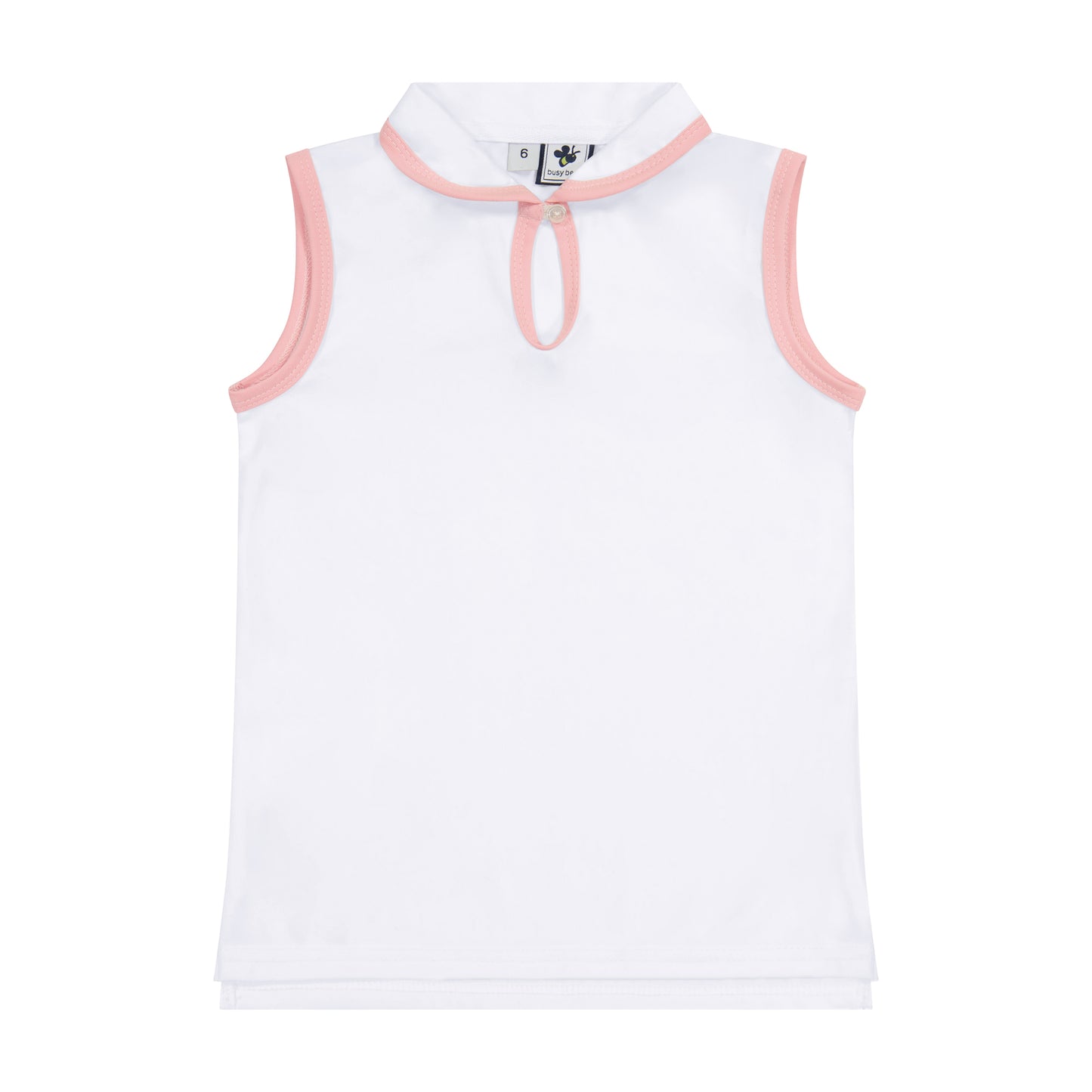 Serena Sleeveless Performance Polo White Pink Dri-Fit