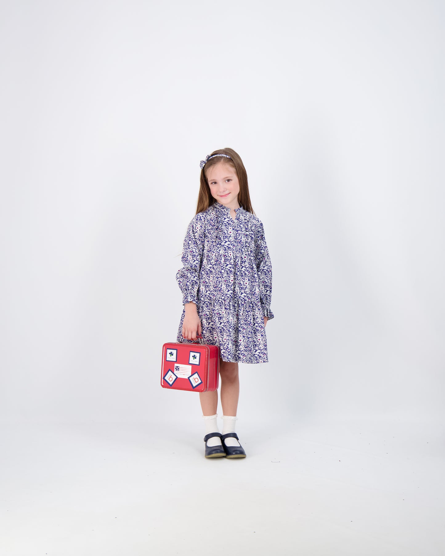 Isabelle Ruffle Front Dress Magenta Navy Floral