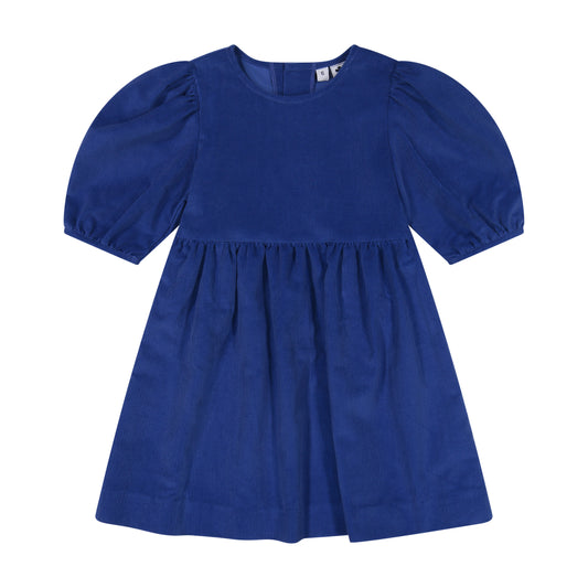 Nellie Girls Dress Soldier Blue Corduroy