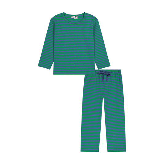 Mason Boys 2 Piece Knit Lounge Set Green Blue Stripe