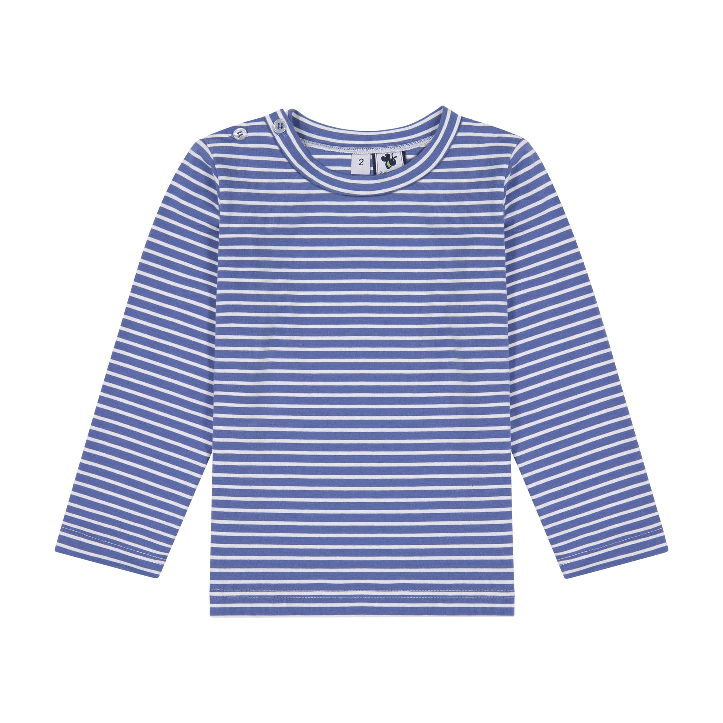 Henry Boys Button Shoulder Long Sleeve Tee Windsor Blue Stripe