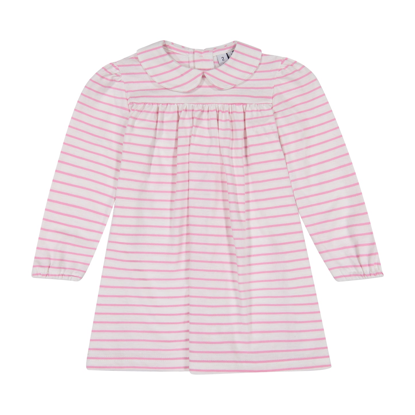 Ginny Girls Peter Pan Collar Dress Light Pink Stripe