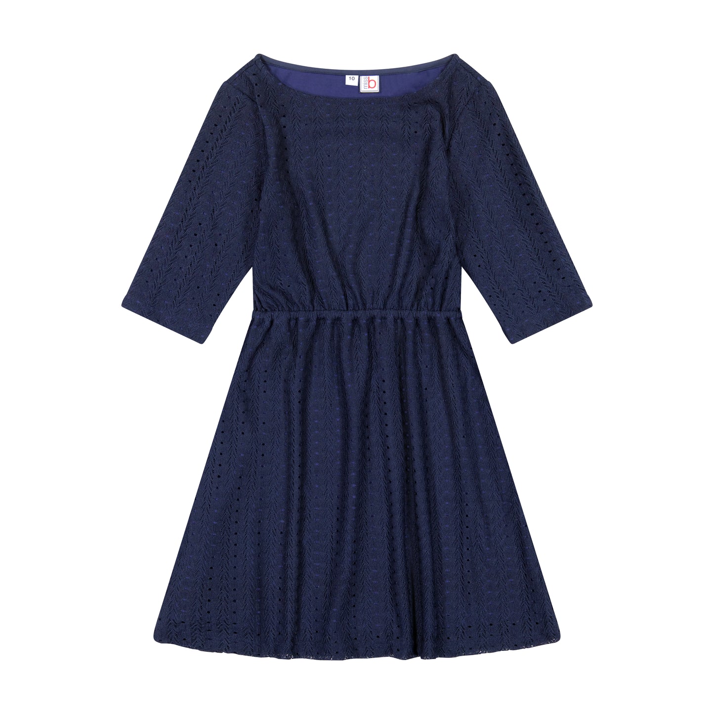 Leslie Tween Bateau Neck Dress Navy Lace