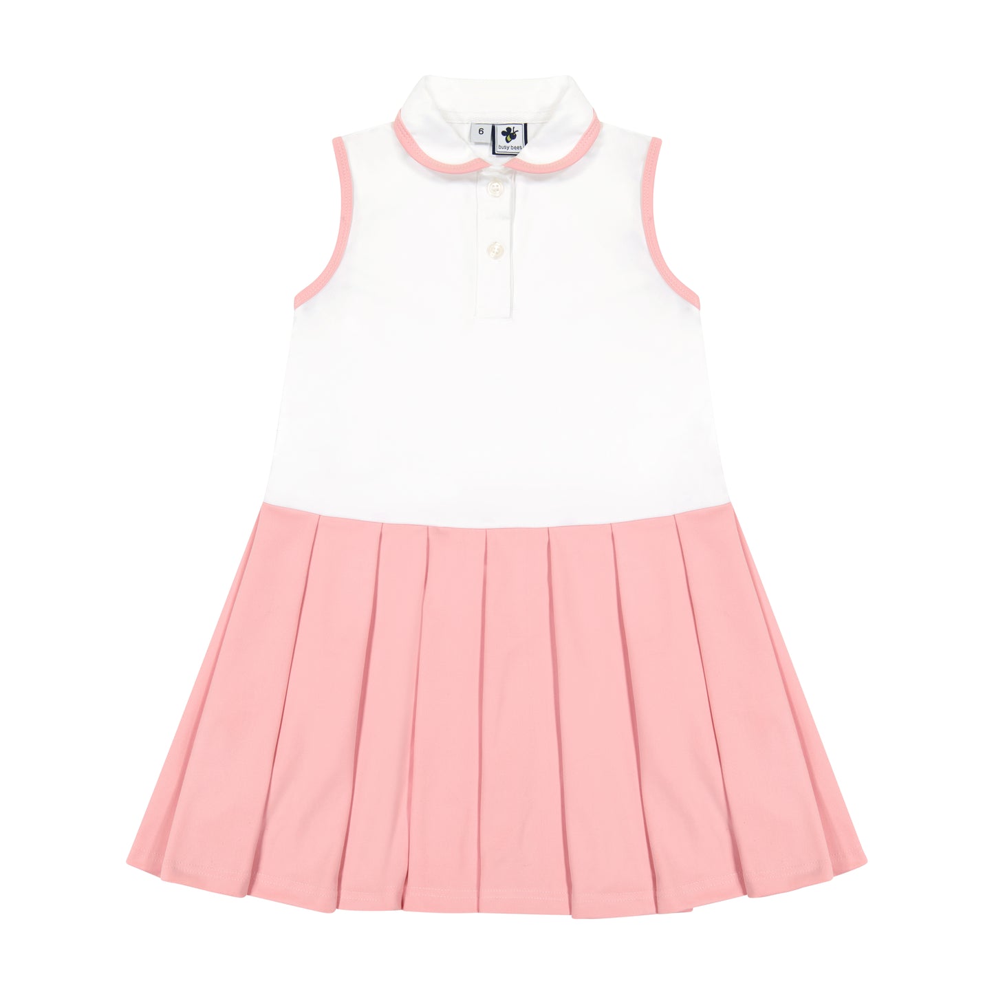 Monica Sleeveless Box Pleat Polo Sport Dress Pink White Dri-Fit