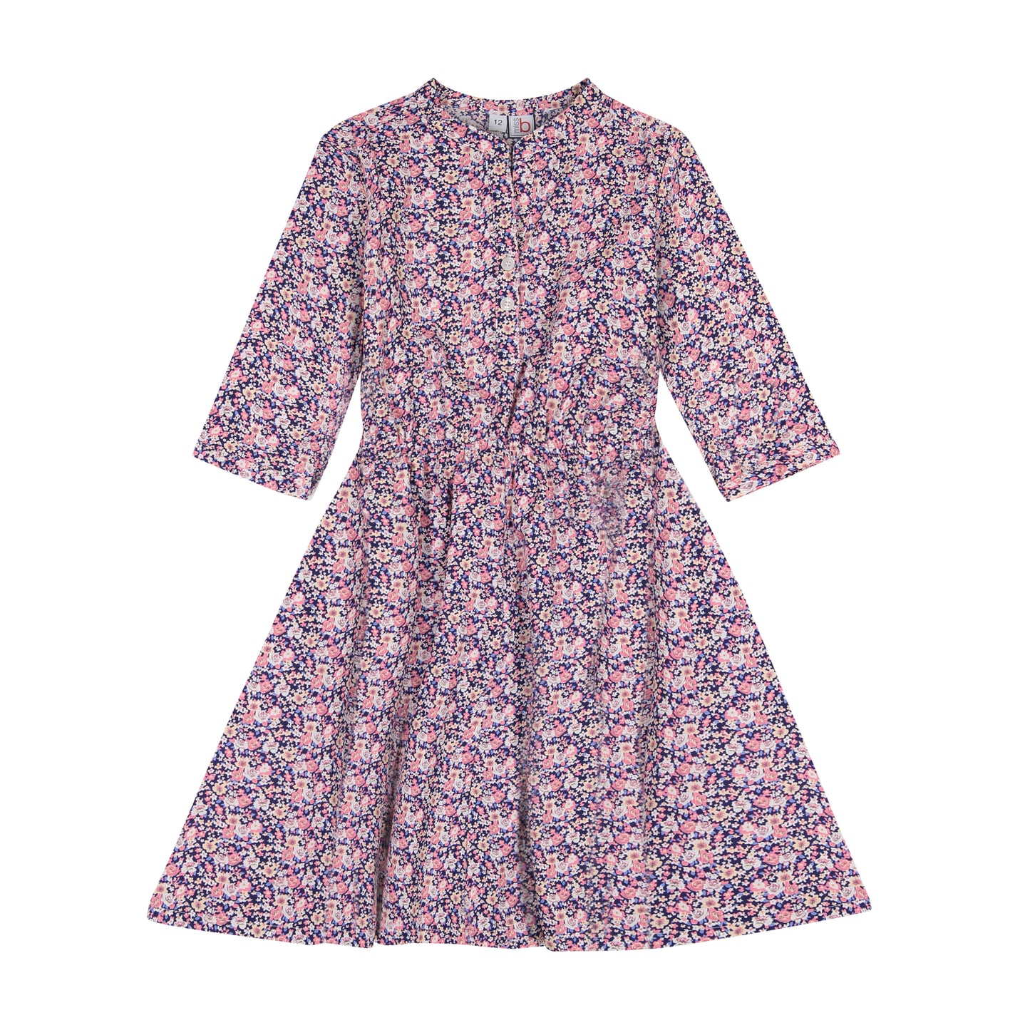 Gabriela Circle Skirt Dress Mini Pink Navy Floral