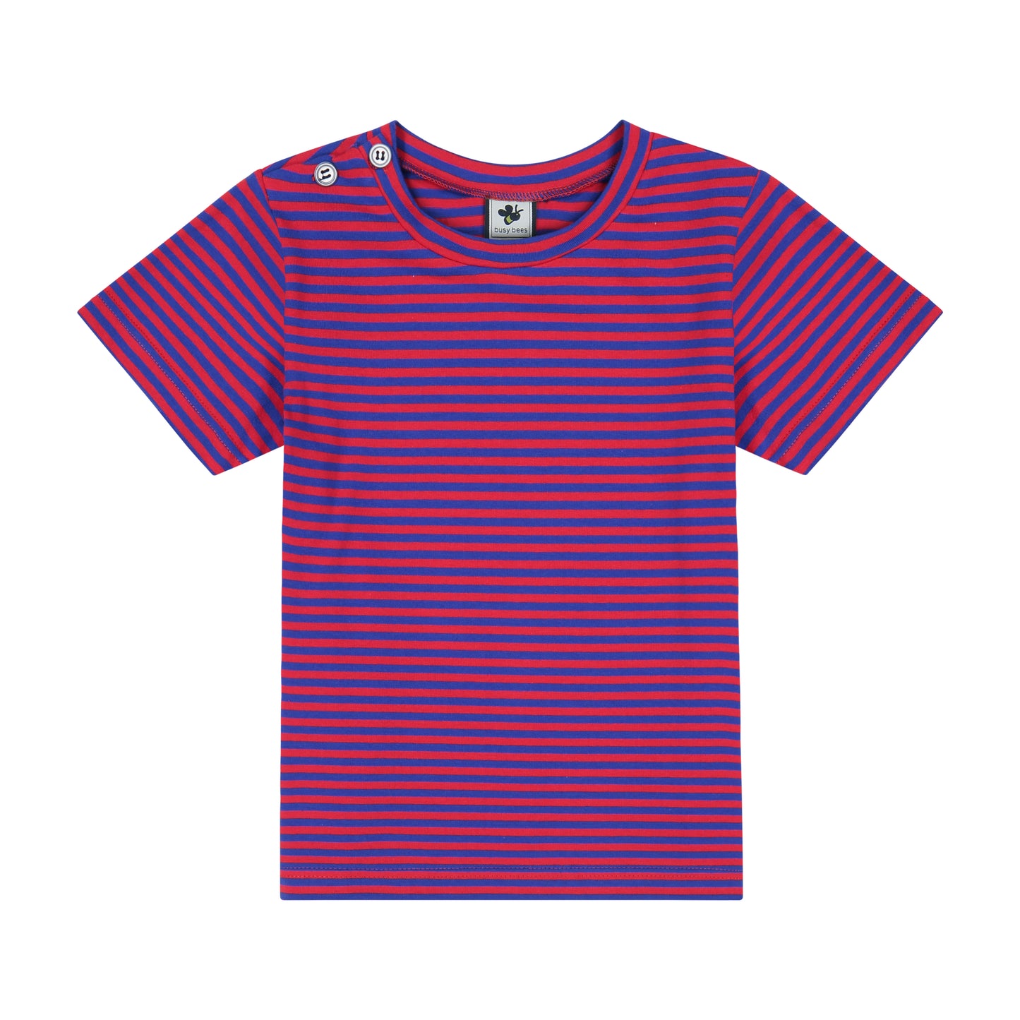 Henry Boys Button Shoulder Tee Red Blue Stripe