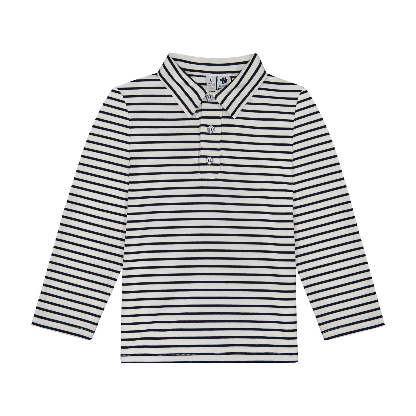 Boys Long Sleeve Polo Breton Navy Stripe