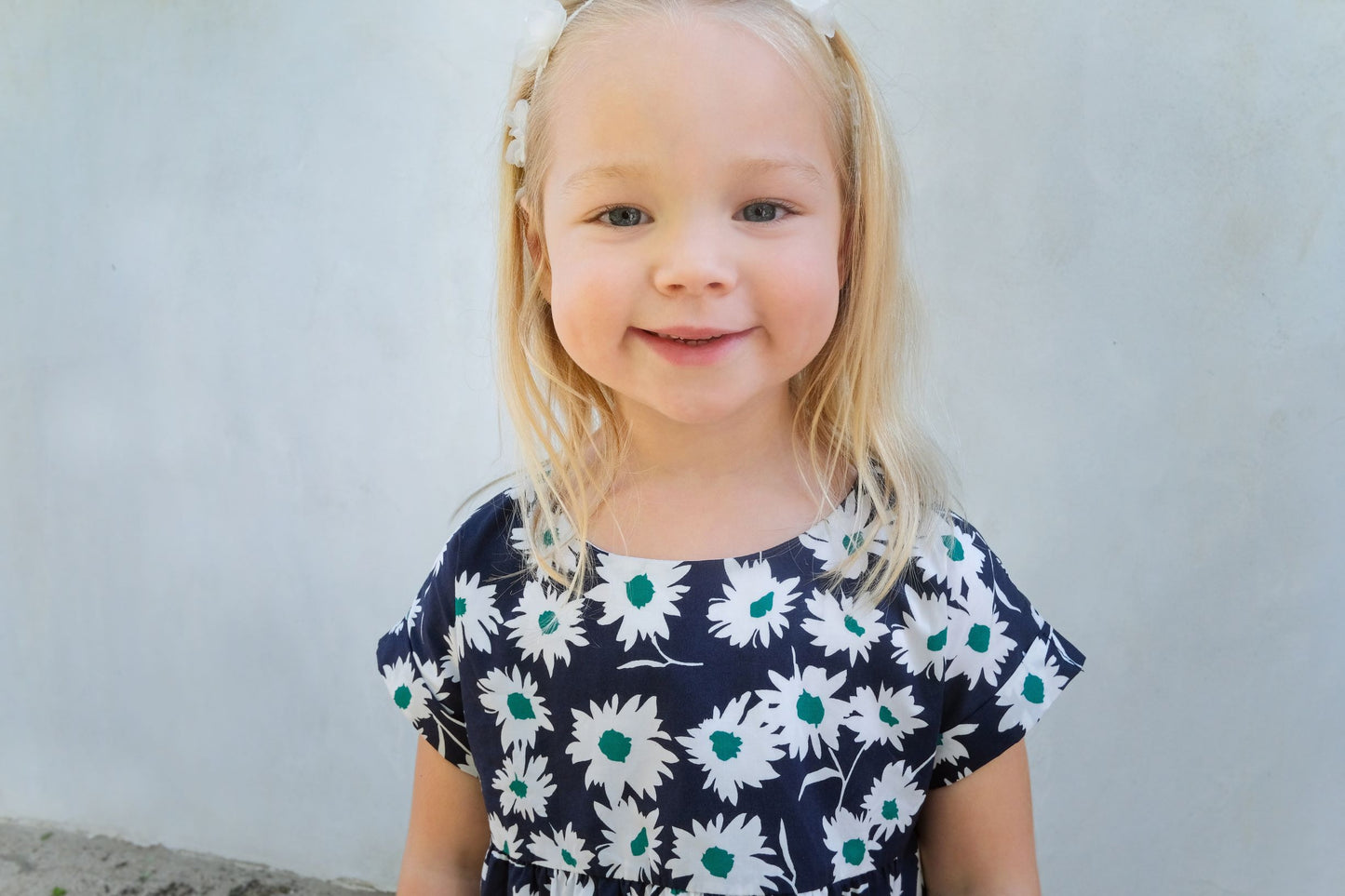 Lola Girls Dress Navy Green Floral
