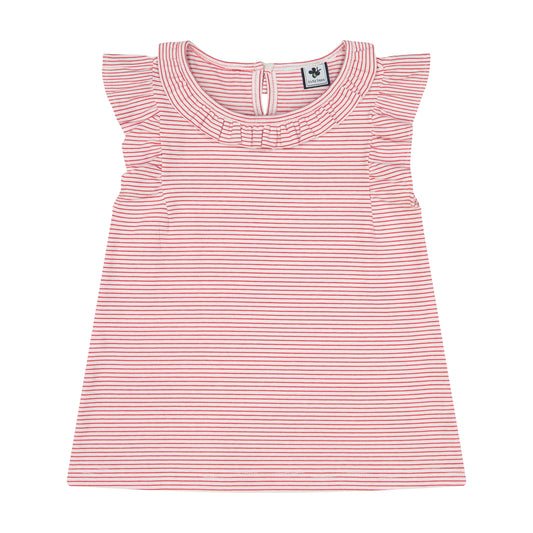 Colette Flutter Sleeve Top Mini Red Stripe