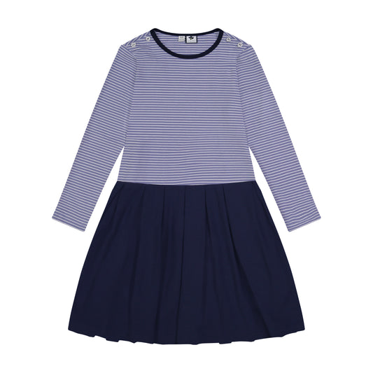 Francesca Girls Dropwaist Dress Slate Blue Stripe