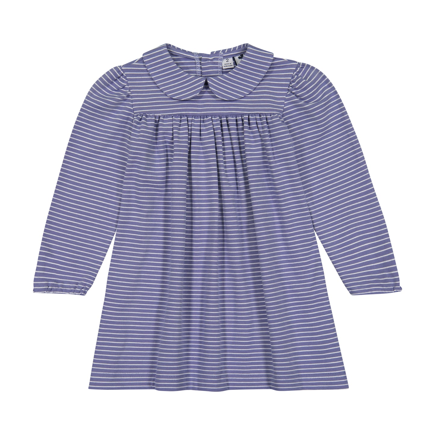 Ginny Girls Peter Pan Collar Dress Slate Blue Stripe