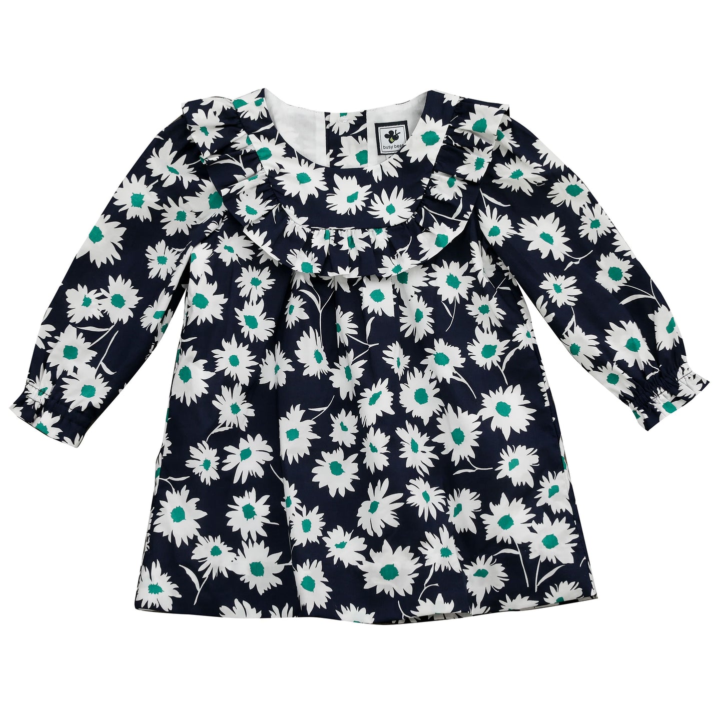 Kennedy Ruffle Bib Dress Navy Green Floral