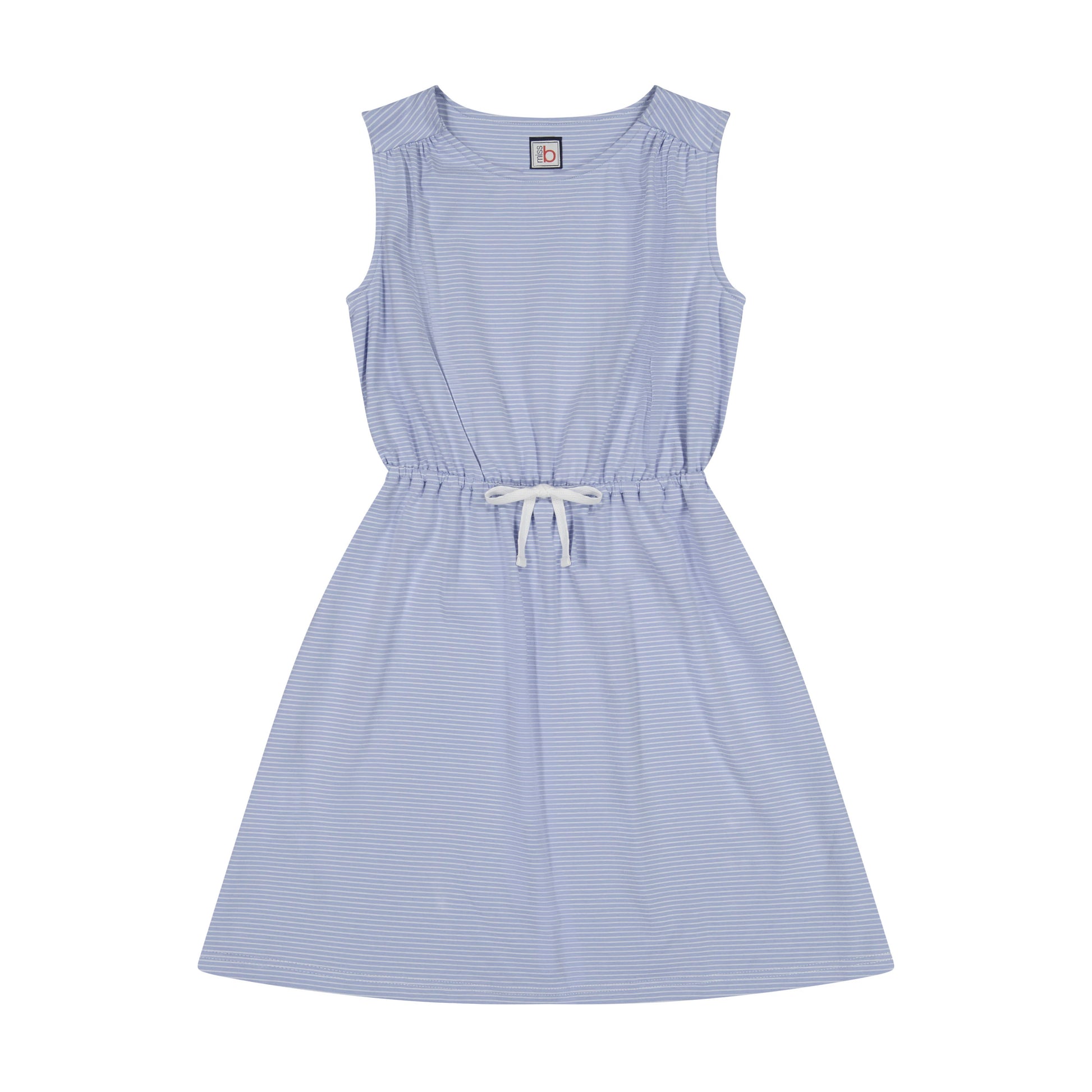 Lindsey Drawstring Dress Cornflower Blue Mini Stripe 7 Lindsey Drawstring Dress Cornflower Blue Mini Stripe 7