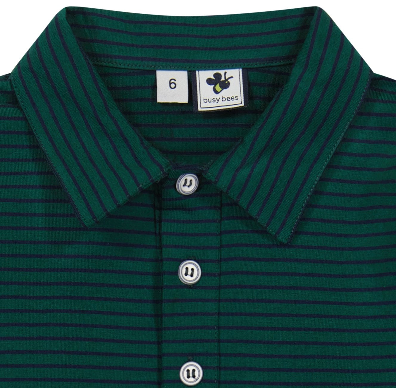 Long Sleeve Polo Forest Navy Stripe Busy