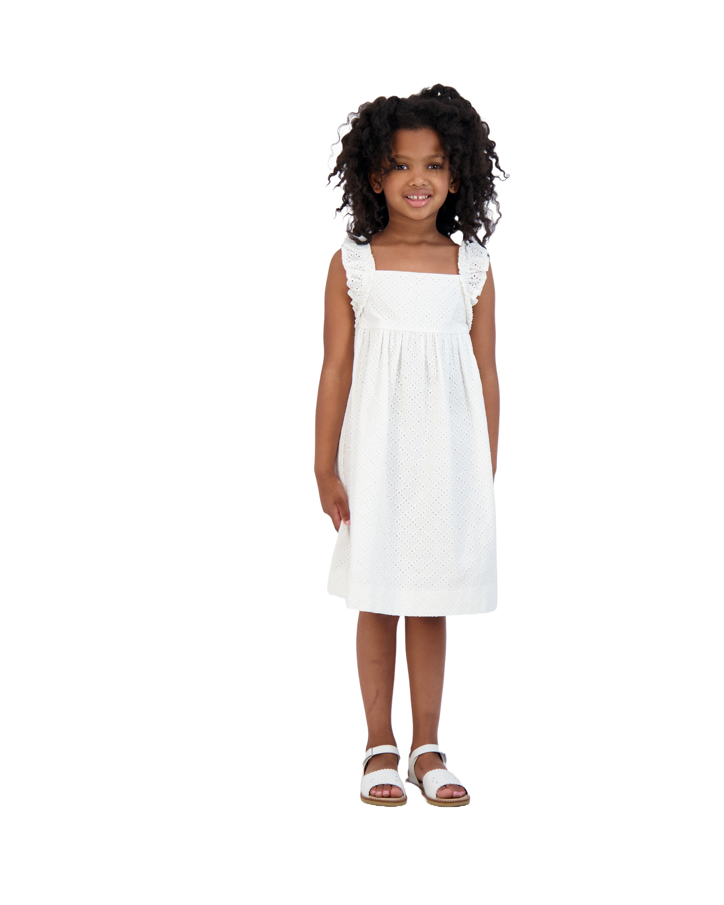 Sawyer Flutter Sleeve Dress White Eyelet