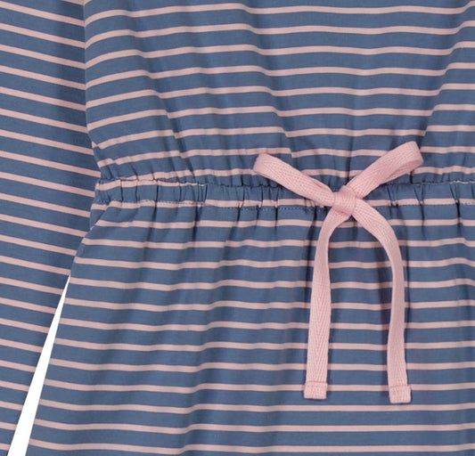 Lila Drawstring Dress Blue Pink Stripe