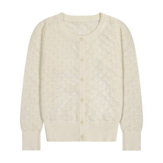 Mia Classic Cotton Lace Cardigan Cream