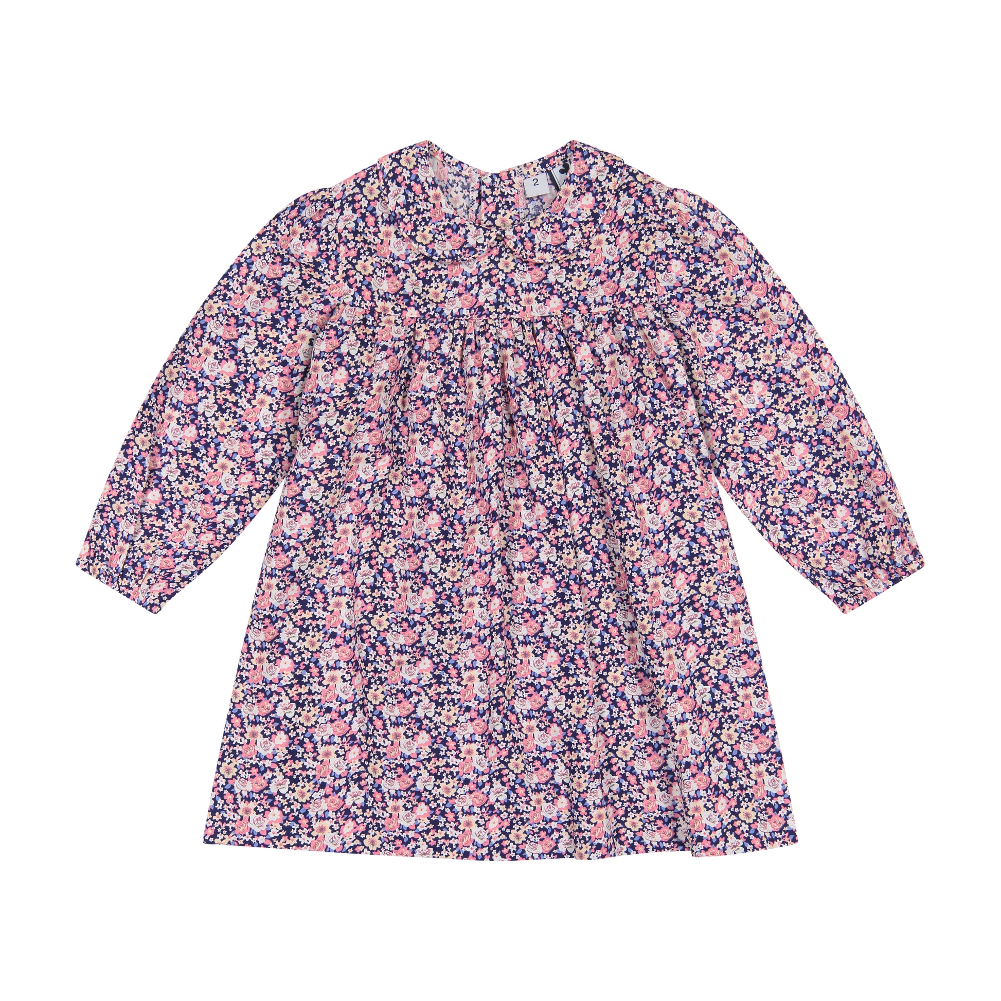 Ginny Girls Peter Pan Collar Dress Mini Pink Navy Floral 9M Ginny Girls Peter Pan Collar Dress Mini Pink Navy Floral 9M
