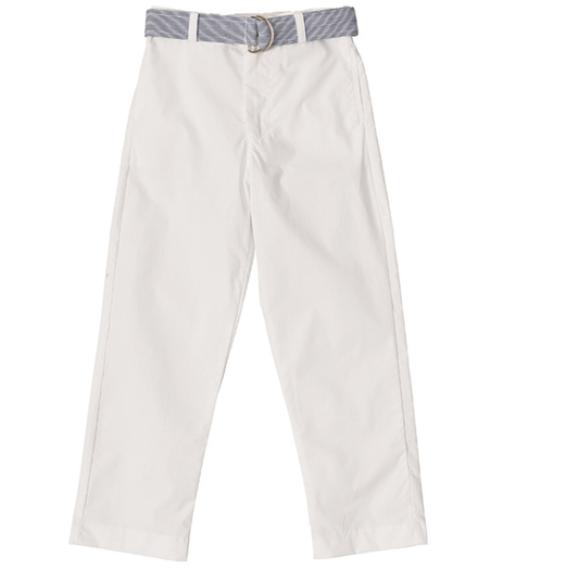 Alex Boys Flat Front Pant White Poplin