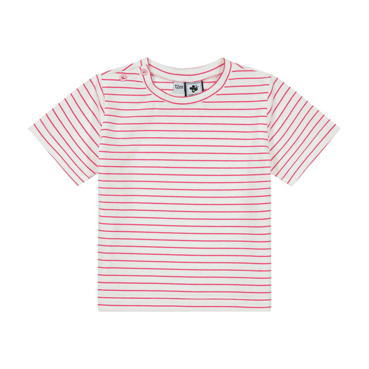 Henry Boys Button Shoulder Tee Red Stripe