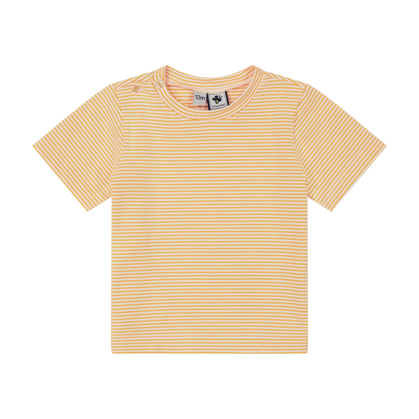 Henry Boys Button Shoulder Tee Mini Yellow Stripe Knit