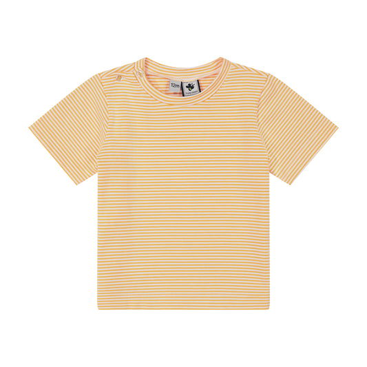 Henry Boys Button Shoulder Tee Mini Yellow Stripe Knit