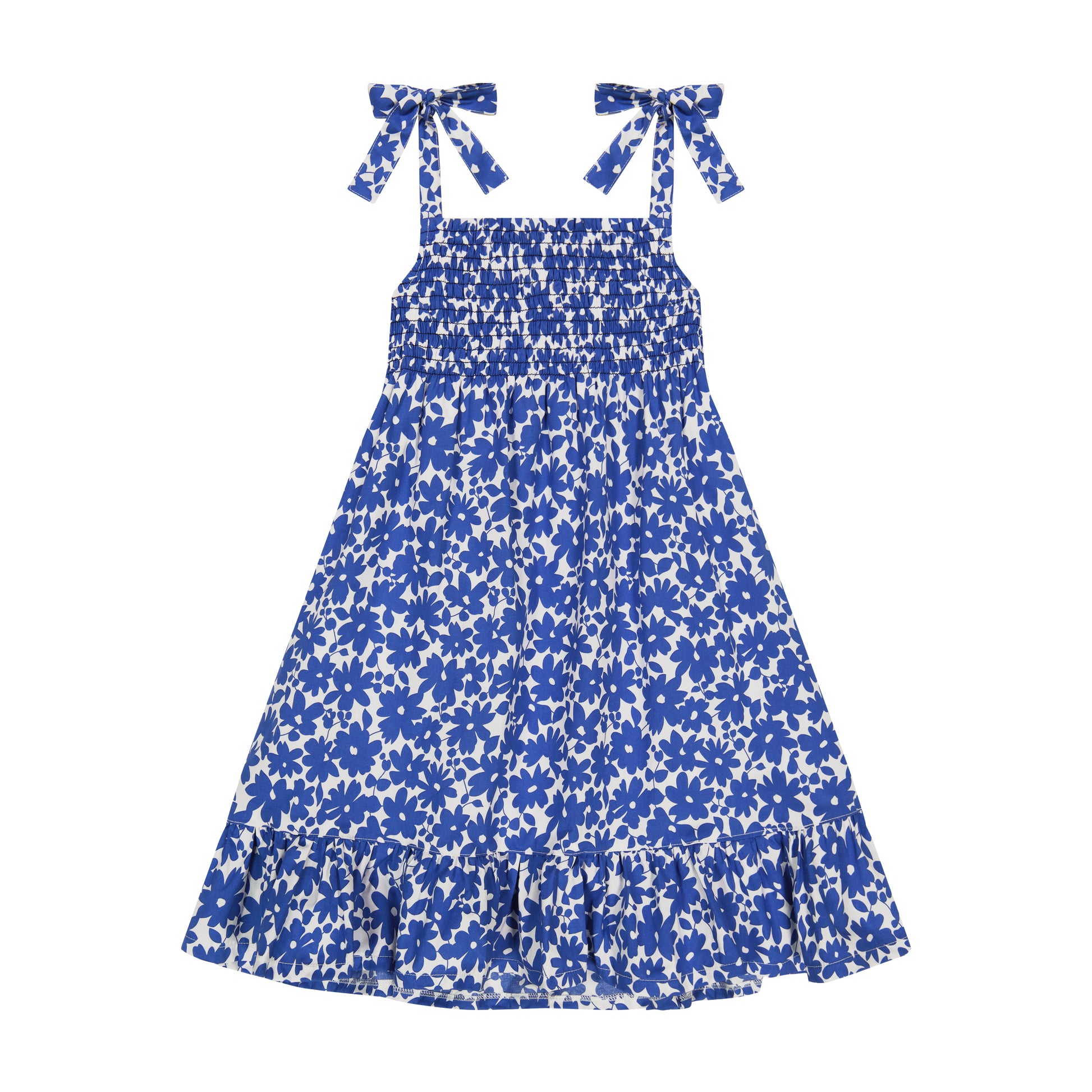 India Shoulder Tie Sundress Blue Poppy India Shoulder Tie Sundress Blue Poppy