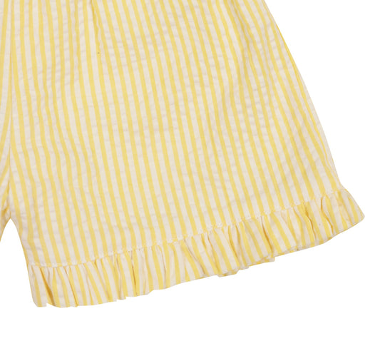 Lee Lee Ruffle Shorts Yellow Seersucker Stripe