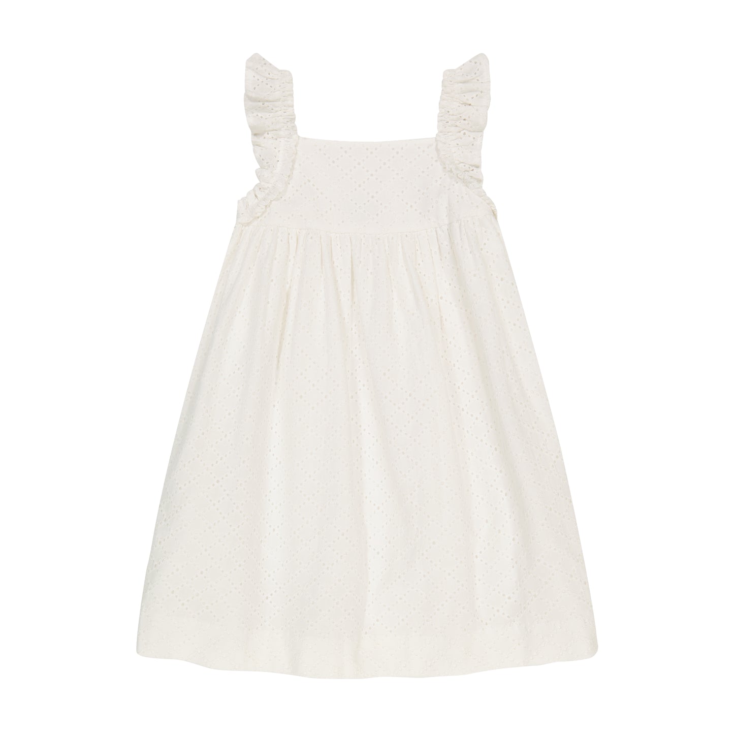 Sawyer Flutter Sleeve Dress White Eyelet