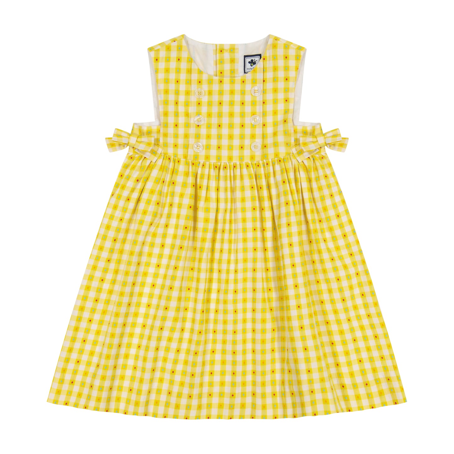 Lara Bib Front Dress Yellow Check