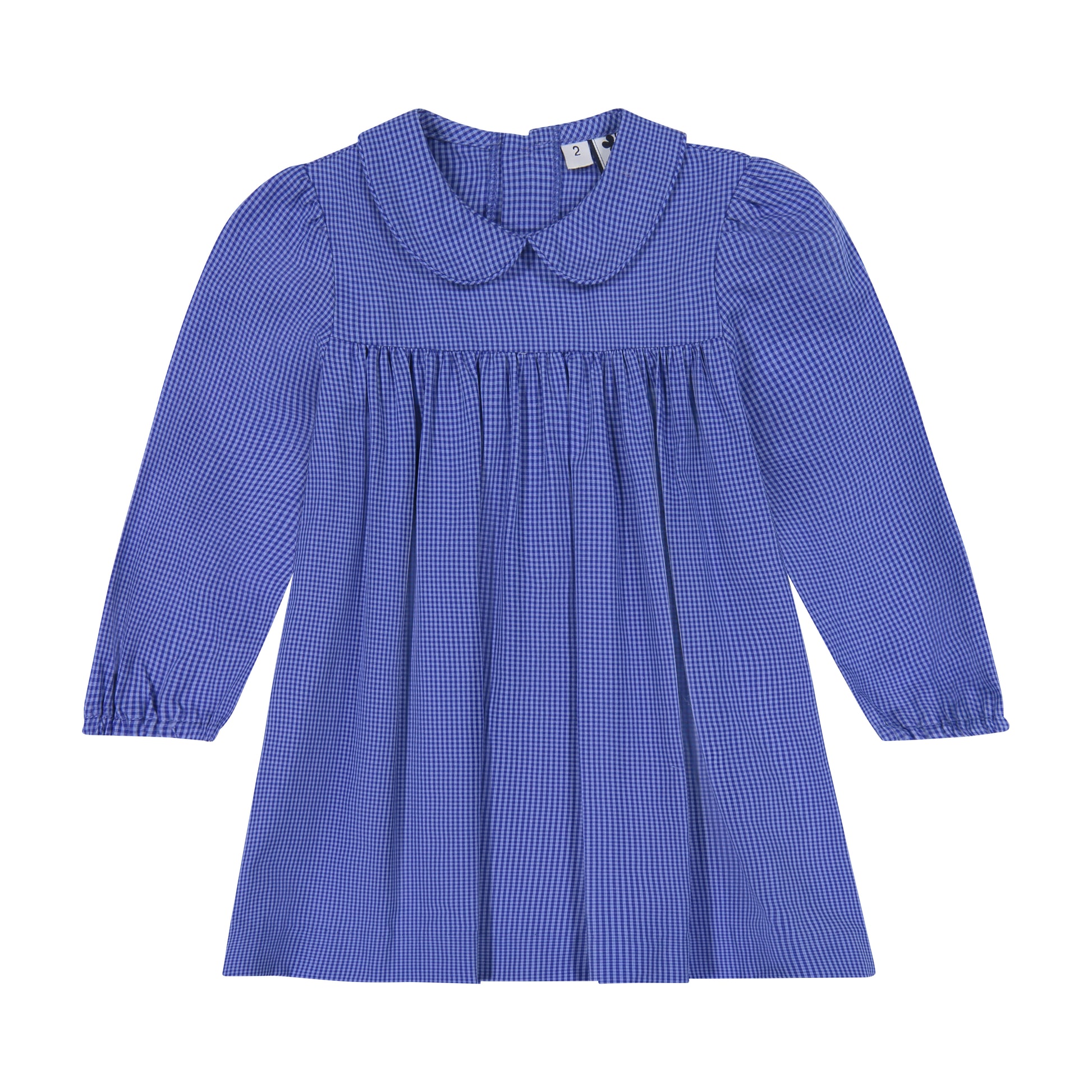 Ginny Girls Peter Pan Collar Dress Blue Navy Mini Check Busy Bees Ginny Girls Peter Pan Collar Dress Blue Navy Mini Check Busy Bees