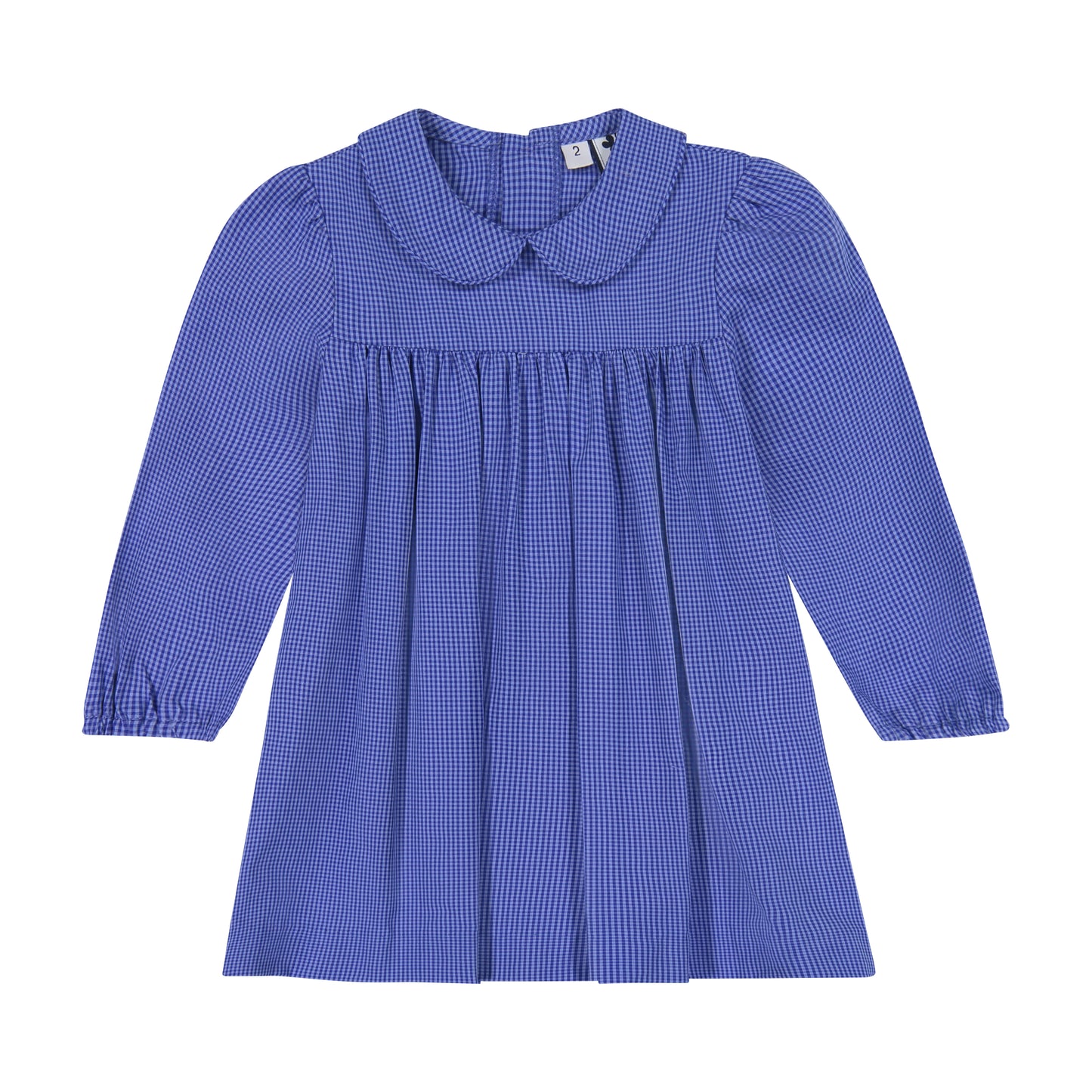 Ginny Girls Peter Pan Collar Dress Blue Navy Mini Check