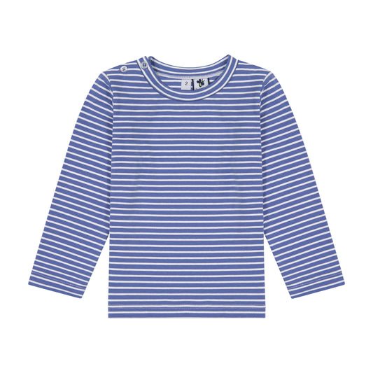 Henry Boys Button Shoulder Long Sleeve Tee Windsor Blue Stripe