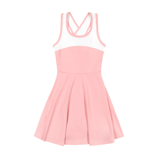 Naomi Criss-Cross Sport Dress Pink White Dri-Fit