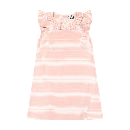 Colette Ruffle Sleeve Dress Rose Pink Stripe