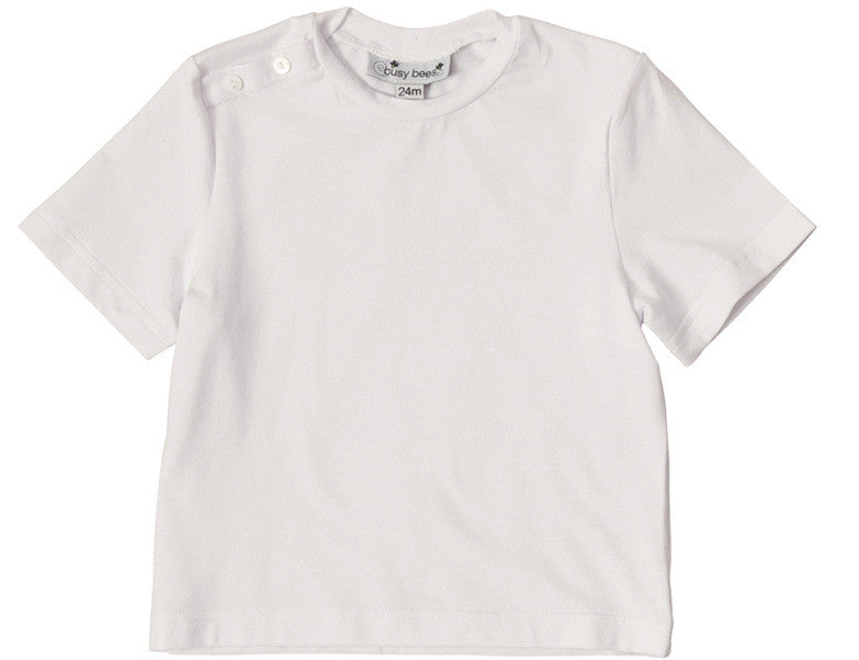 Henry Boys Button Shoulder Tee White Knit